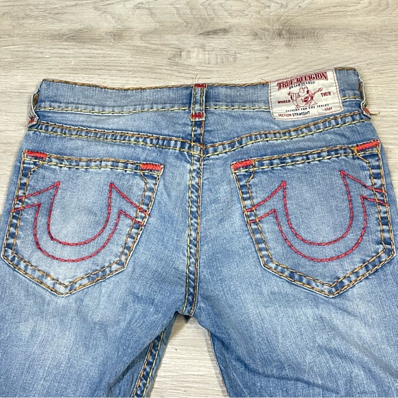 True Religion Light Wash 3 tone Rope Stitch Straight Jeans sz 34 - Picture 4 of 9